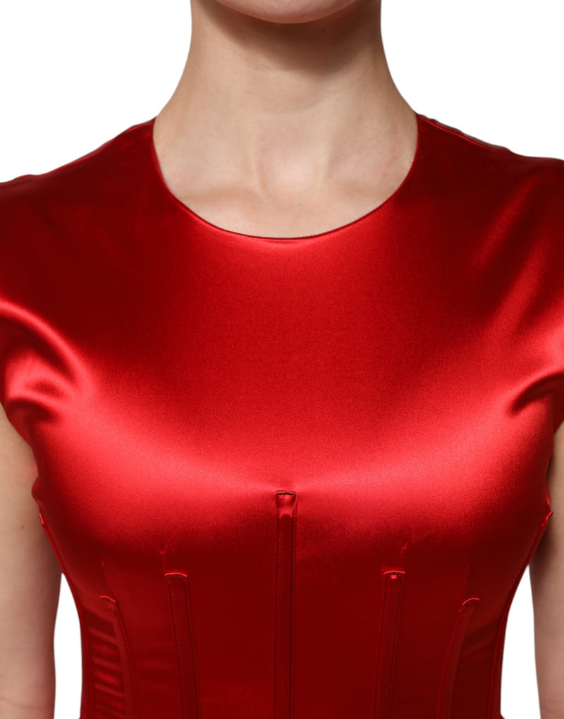 Robe Midi Sans Manches Rouge Dolce & Gabbana en Acétate