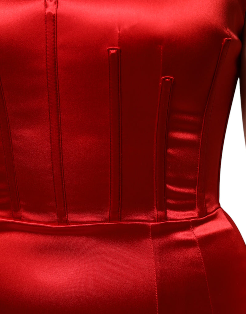 Robe Midi Sans Manches Rouge Dolce & Gabbana en Acétate