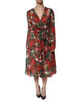 Robe V-neck à manches longues multicolore Dolce & Gabbana