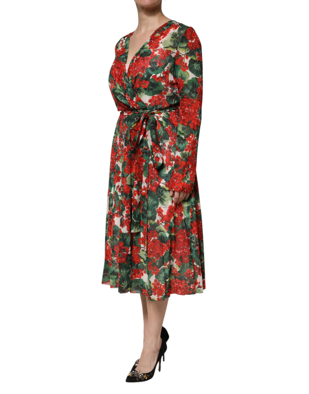Robe V-neck à manches longues multicolore Dolce & Gabbana