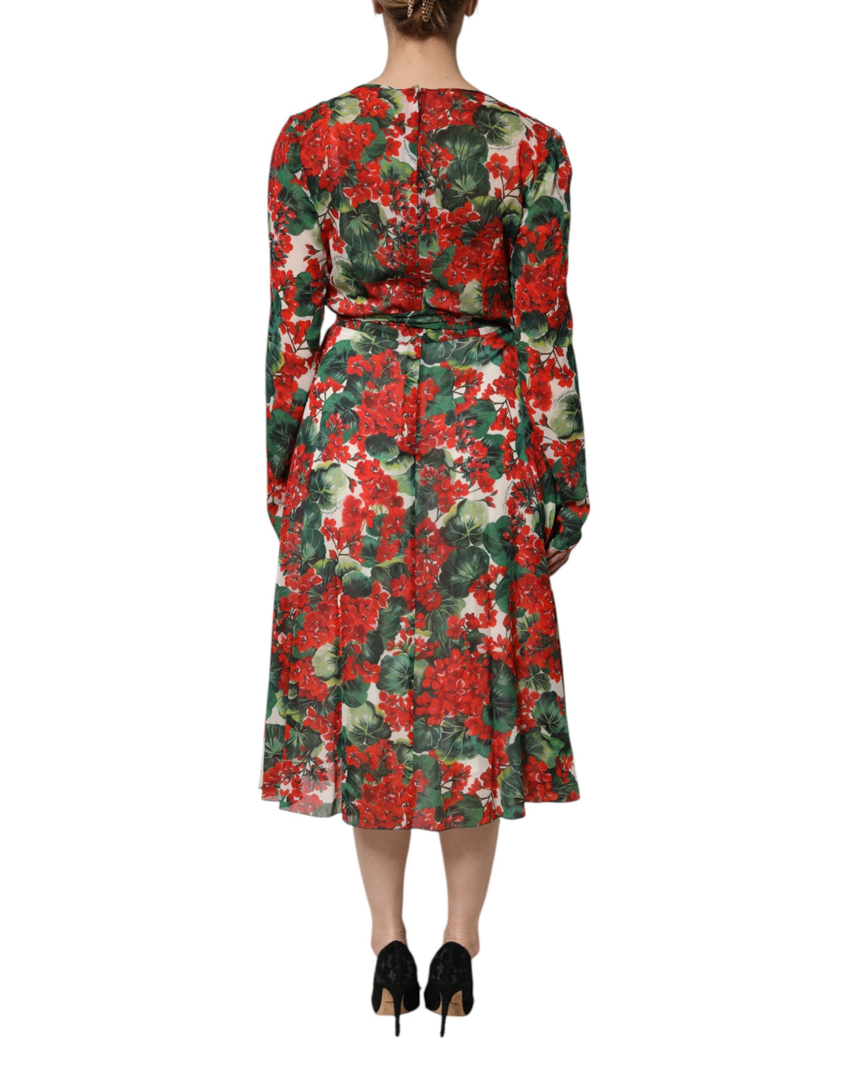 Robe V-neck à manches longues multicolore Dolce & Gabbana