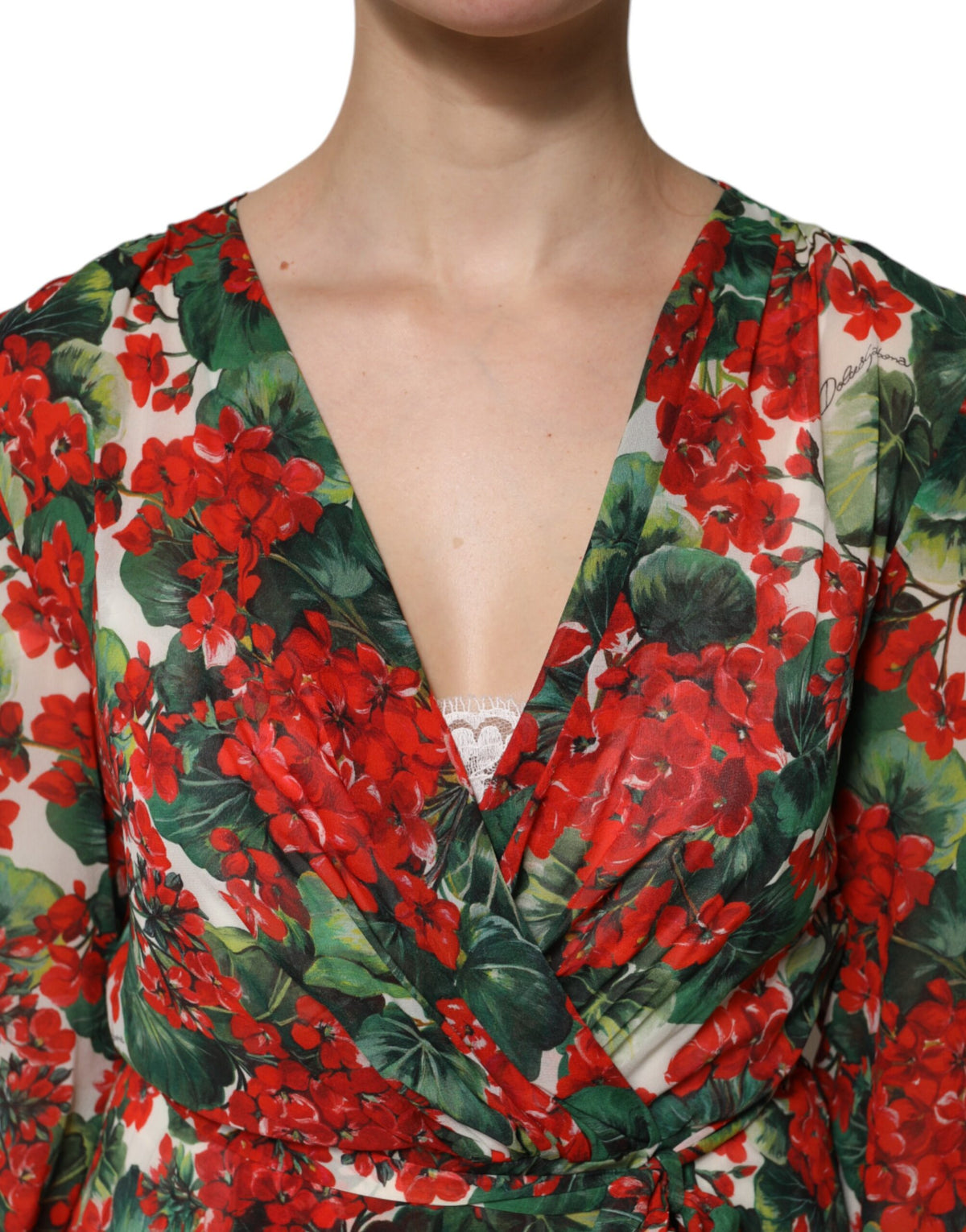 Robe V-neck à manches longues multicolore Dolce & Gabbana