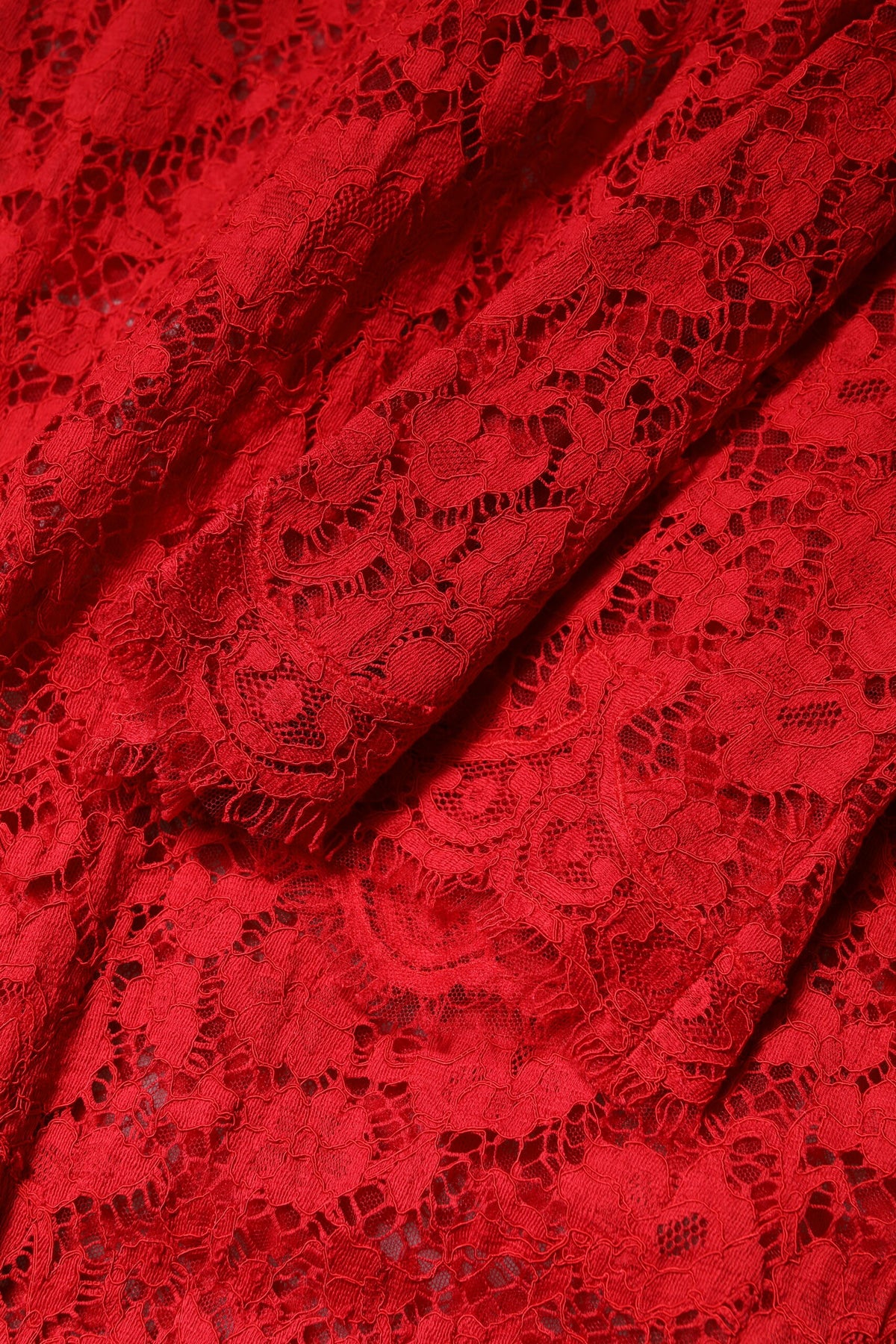Robe en Dentelle Florale Rouge avec Strass Dolce & Gabbana