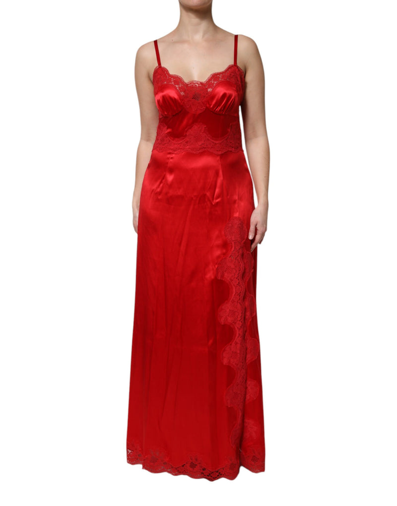 Dolce & Gabbana Red Silk Sleeveless Maxi Dress
