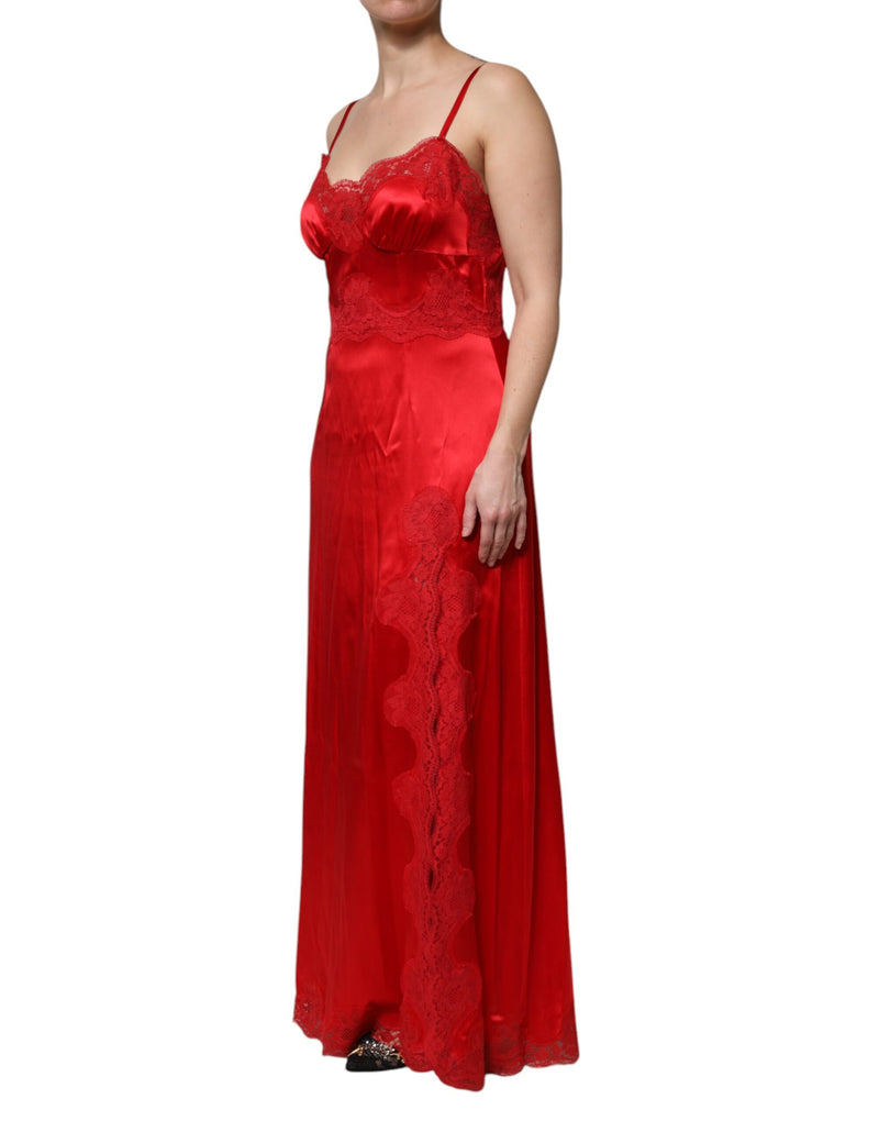 Dolce & Gabbana Red Silk Sleeveless Maxi Dress