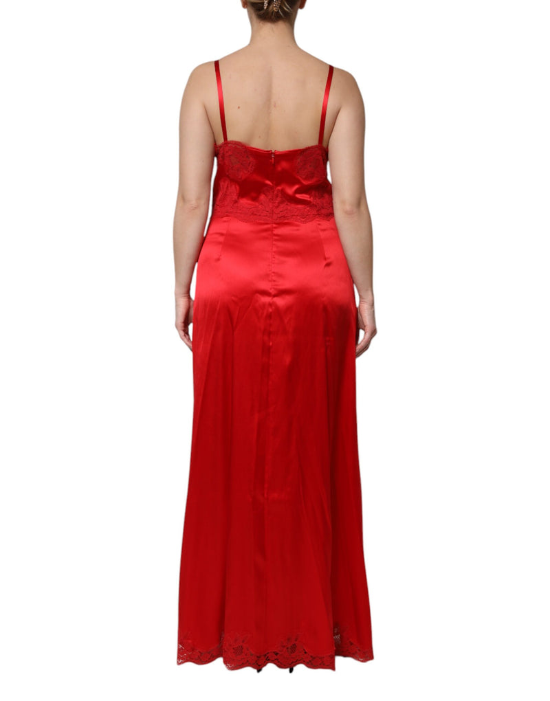 Dolce & Gabbana Red Silk Sleeveless Maxi Dress