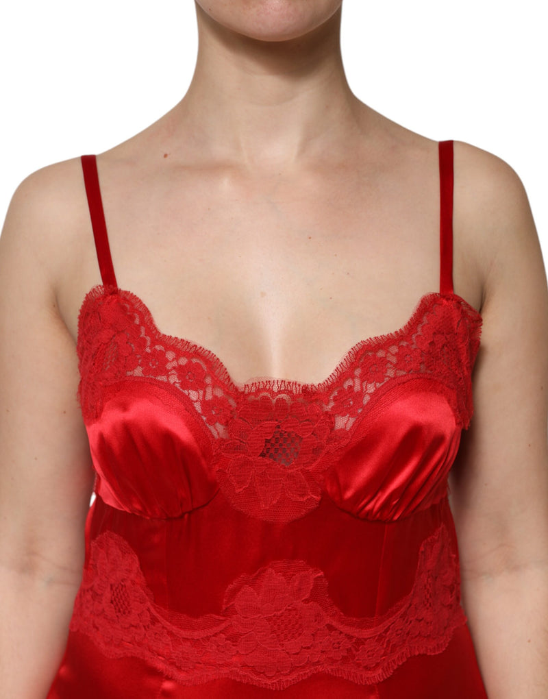 Dolce & Gabbana Red Silk Sleeveless Maxi Dress