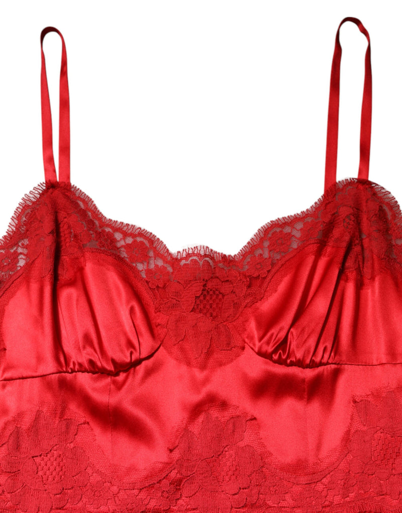 Dolce & Gabbana Red Silk Sleeveless Maxi Dress