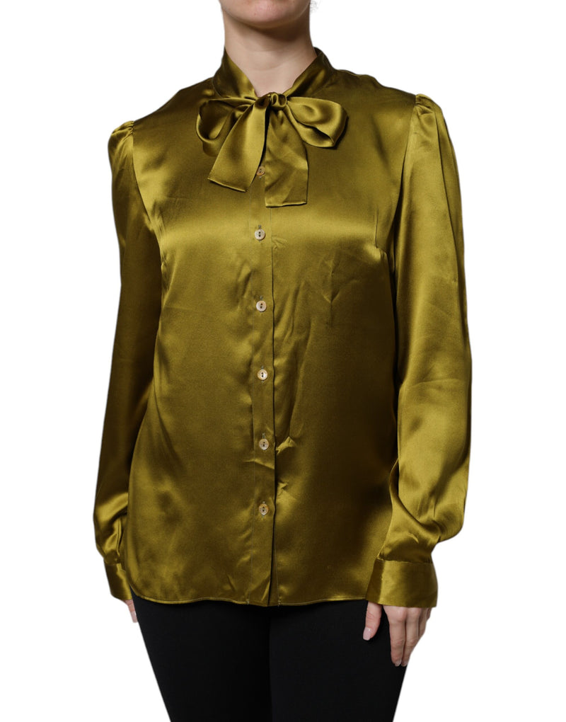 Dolce & Gabbana Blouse Longue À Col Ascot Vert