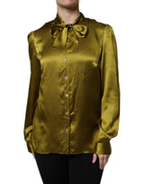Dolce & Gabbana Blouse Longue À Col Ascot Vert