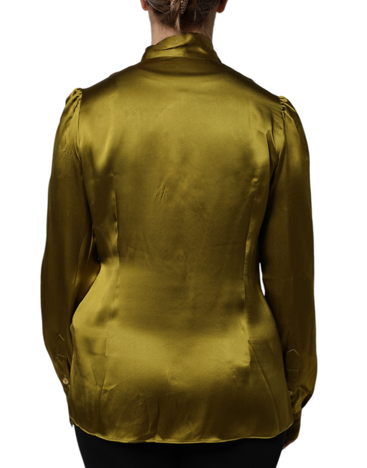 Dolce & Gabbana Blouse Longue À Col Ascot Vert