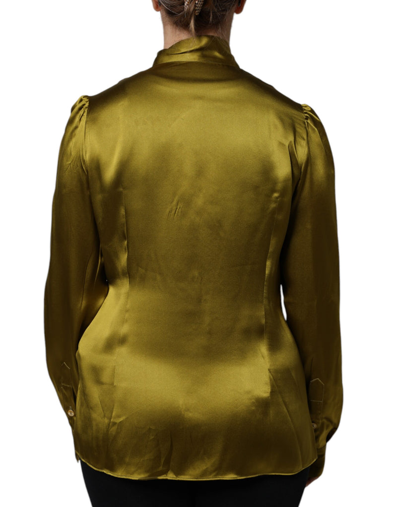 Dolce & Gabbana Blouse Longue À Col Ascot Vert