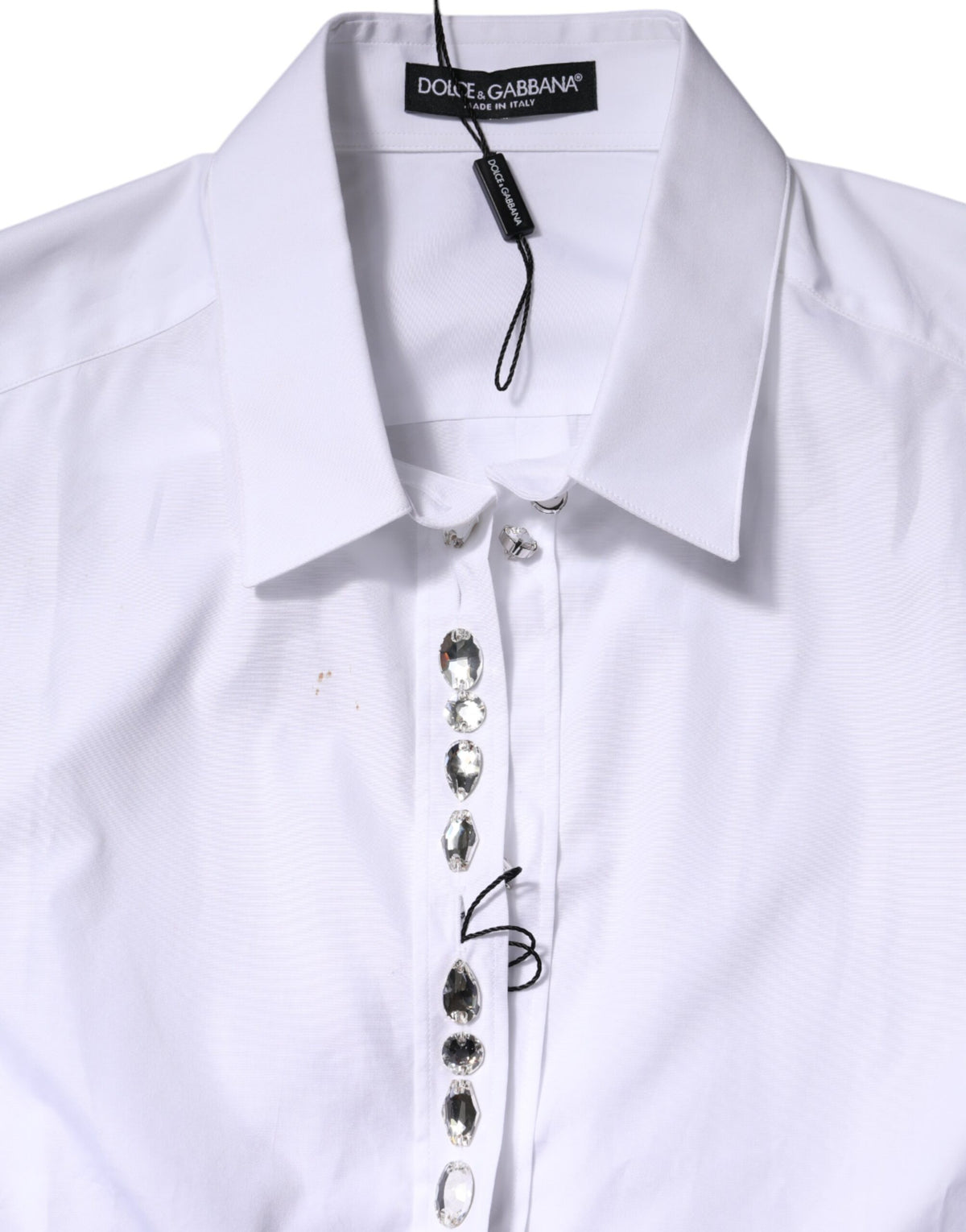 Dolce & Gabbana White Rhinestone Embellished Long Sleeve Top