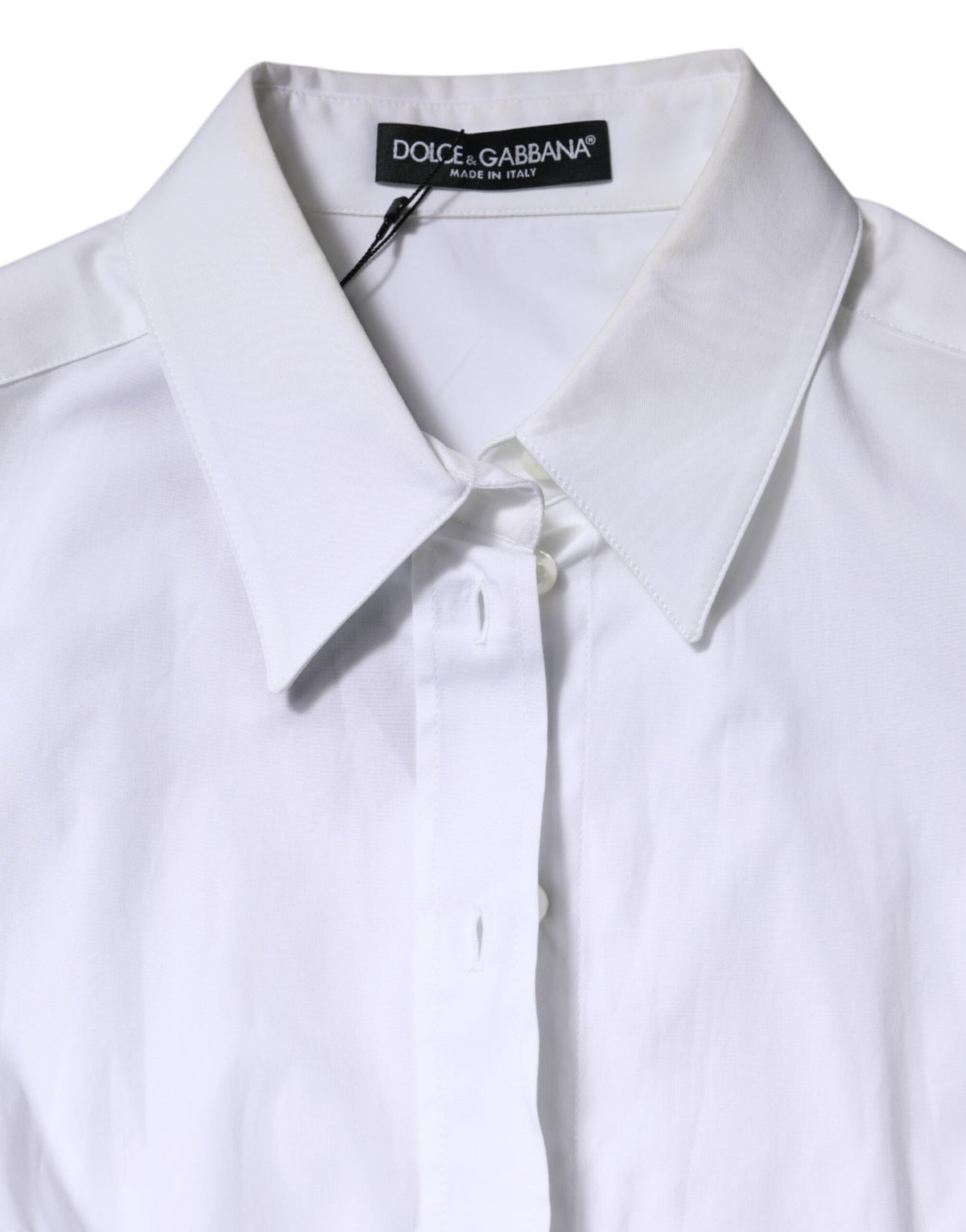 Dolce & Gabbana Blouse Longues Blanches en Coton avec Col
