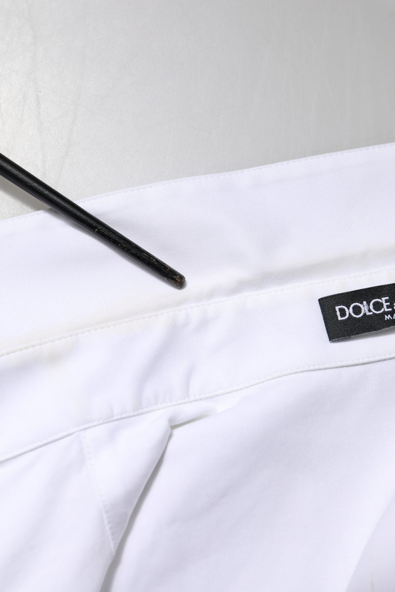 Dolce & Gabbana White Cotton Collared Long Sleeves Blouse Top