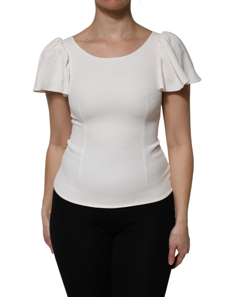 Dolce & Gabbana Top Femme Blanc en Viscose à Manches Courtes