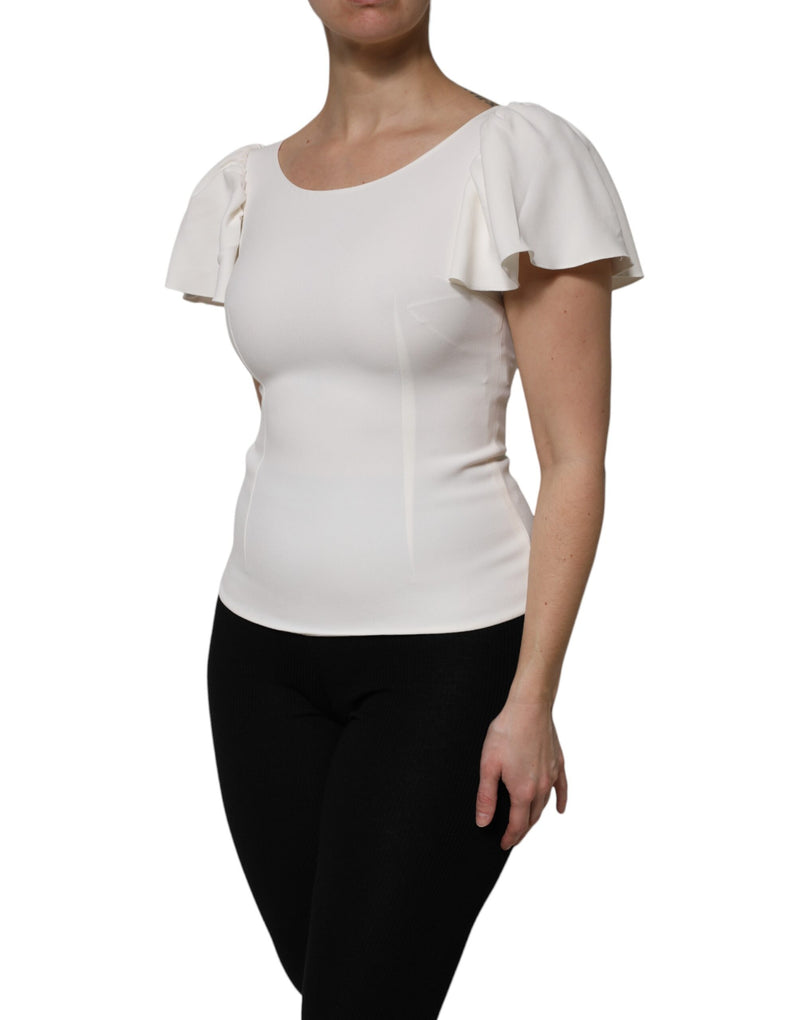 Dolce & Gabbana Top Femme Blanc en Viscose à Manches Courtes