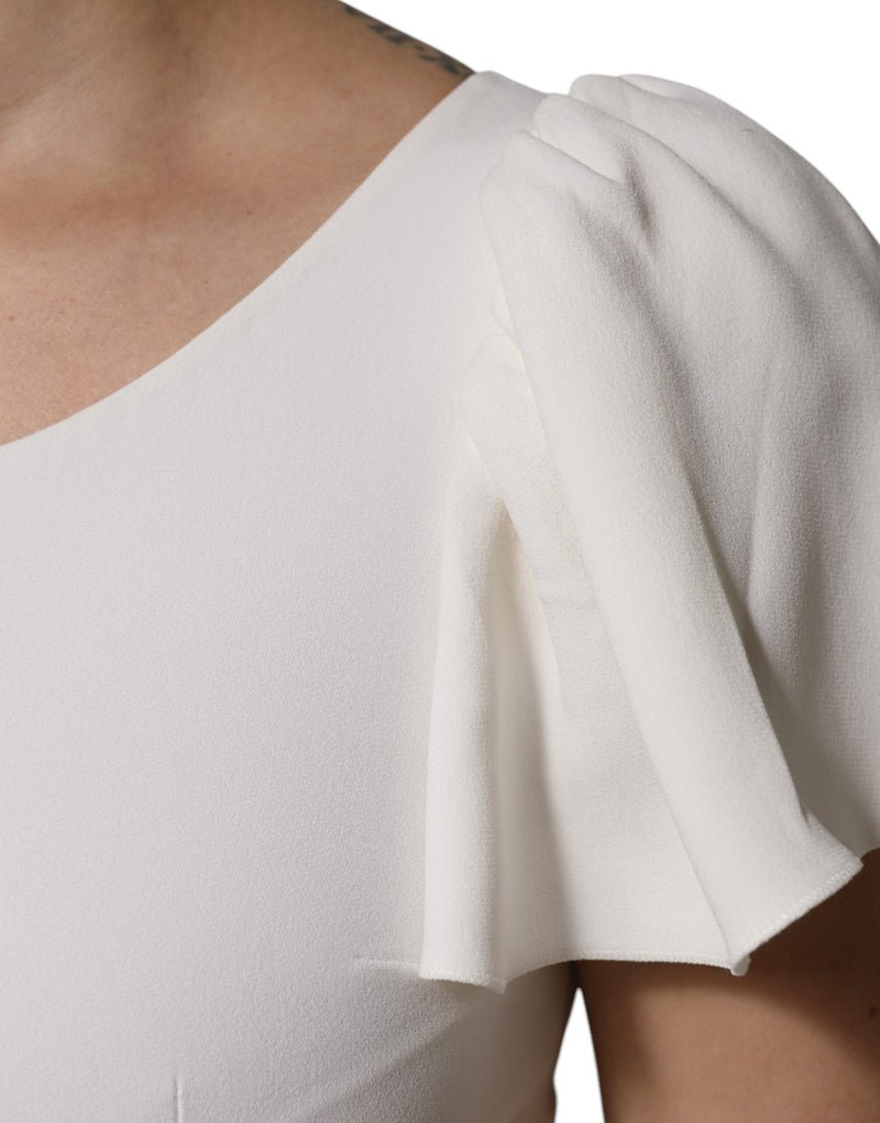 Dolce & Gabbana Top Femme Blanc en Viscose à Manches Courtes