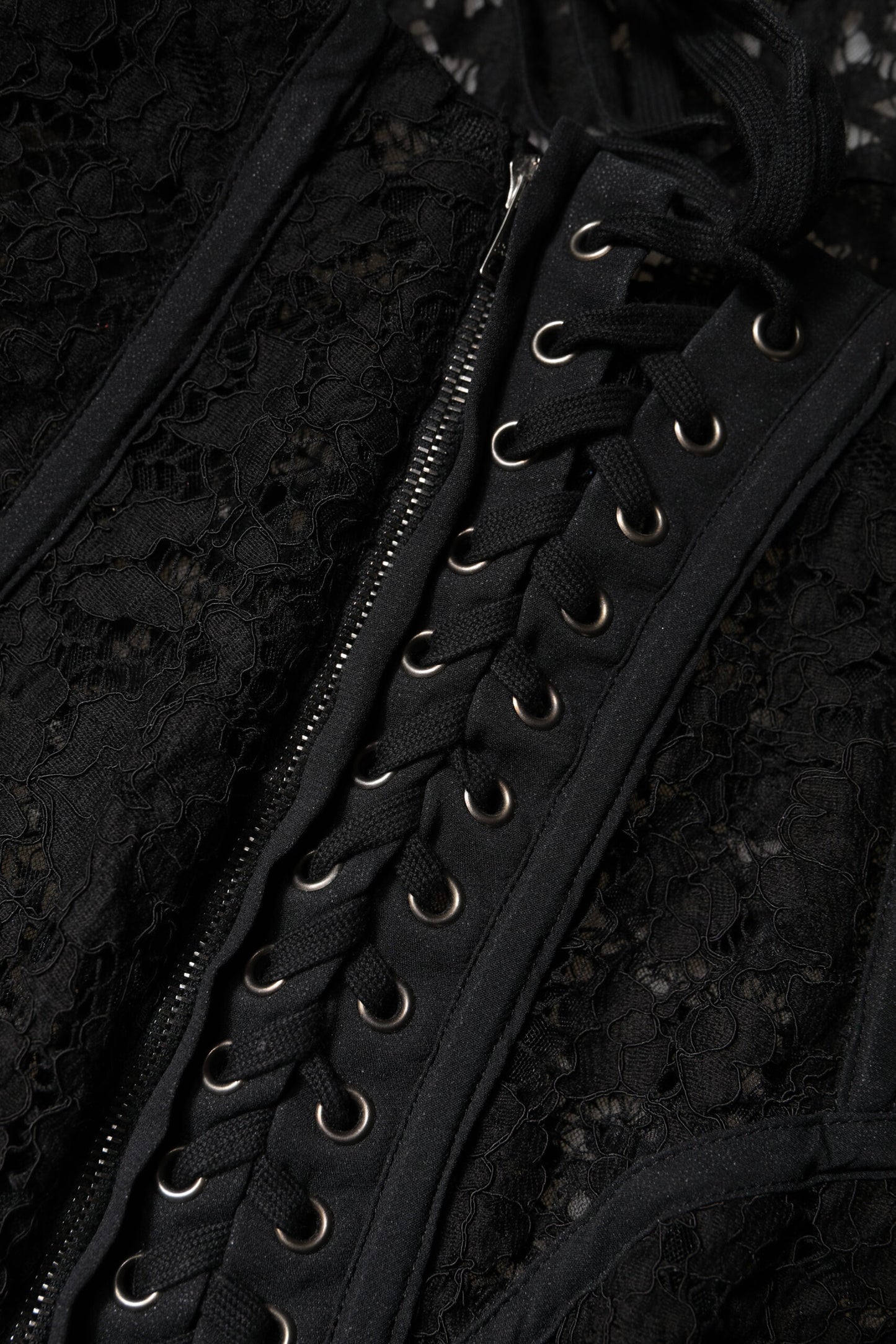 Dolce & Gabbana Black Cotton Floral Lace Corset Bustier Top