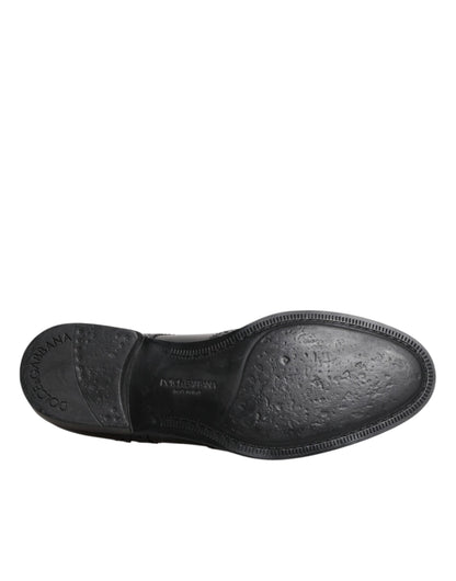 Dolce & Gabbana Black Leather Derby Wingtip Formal Shoes