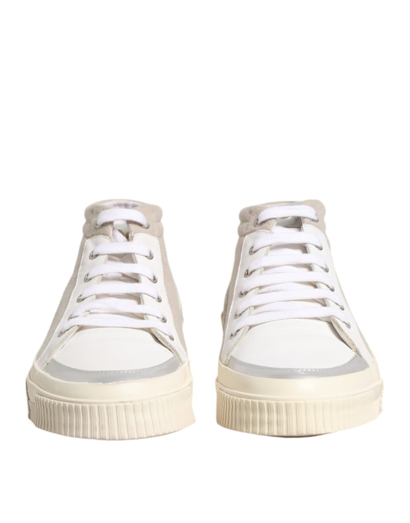 HIDE & JACK White Beige Lace Up Mid Top Casual Sneakers