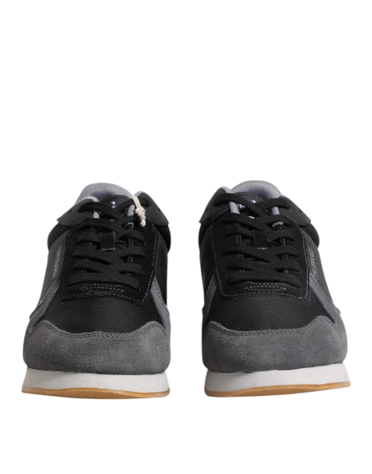 Trussardi Black Gray Lace Up Low Top Casual Sneakers