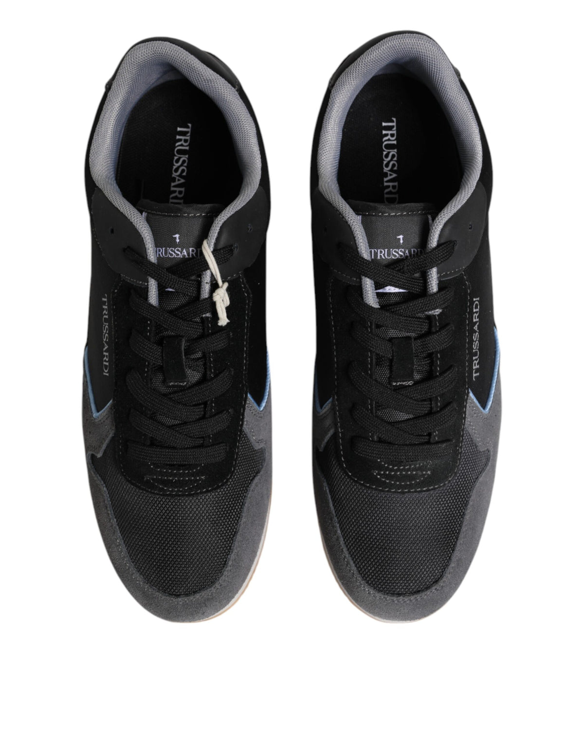 Trussardi Black Gray Lace Up Low Top Casual Sneakers