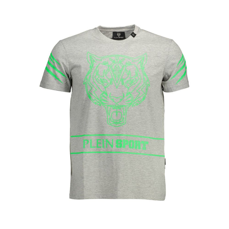 Plein Sport Gray Cotton Men T-Shirt - Stylish Comfort