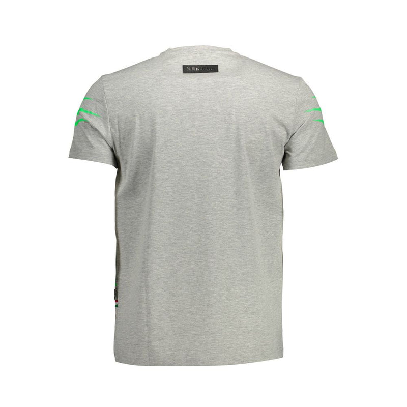 Plein Sport Gray Cotton Men T-Shirt - Stylish Comfort
