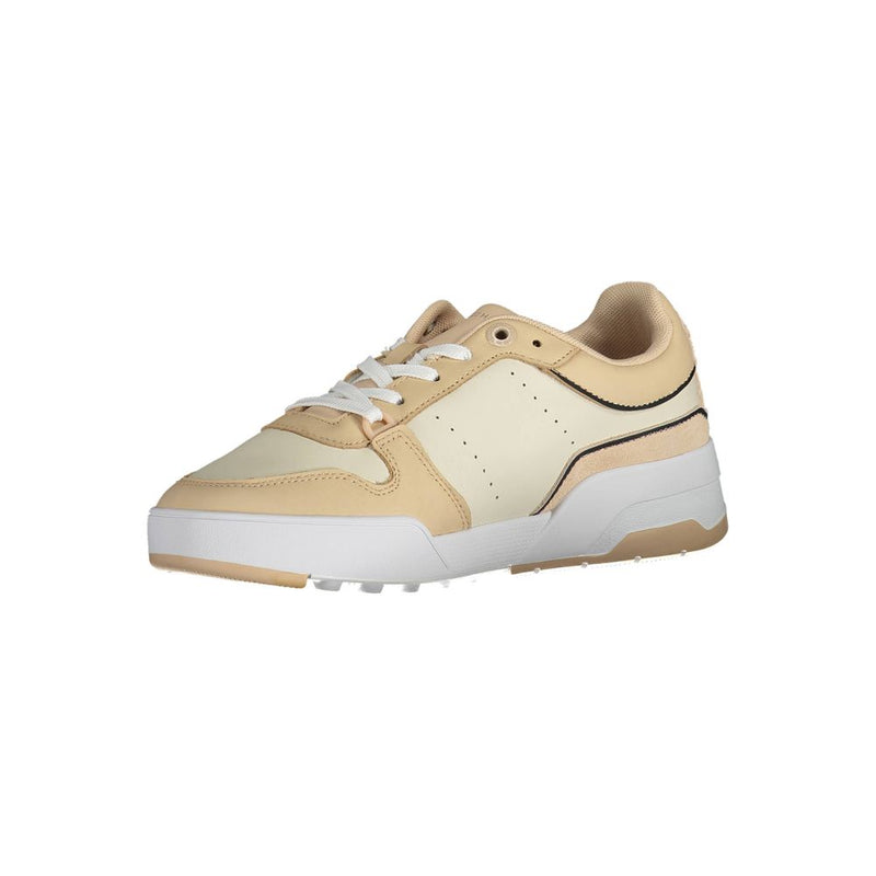 Tommy Hilfiger Beige Leather Women Sneaker - Chic & Eco-Friendly