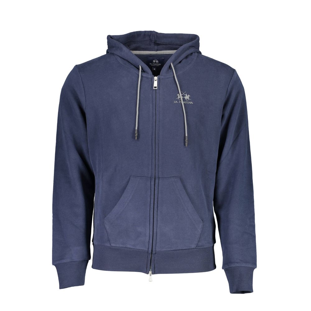 Pull à capuche bleu en coton pour homme de La Martina