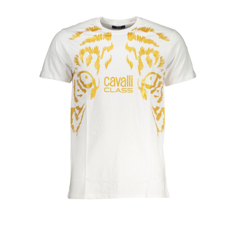 Cavalli Class Bianco T-Shirt en Coton pour Homme