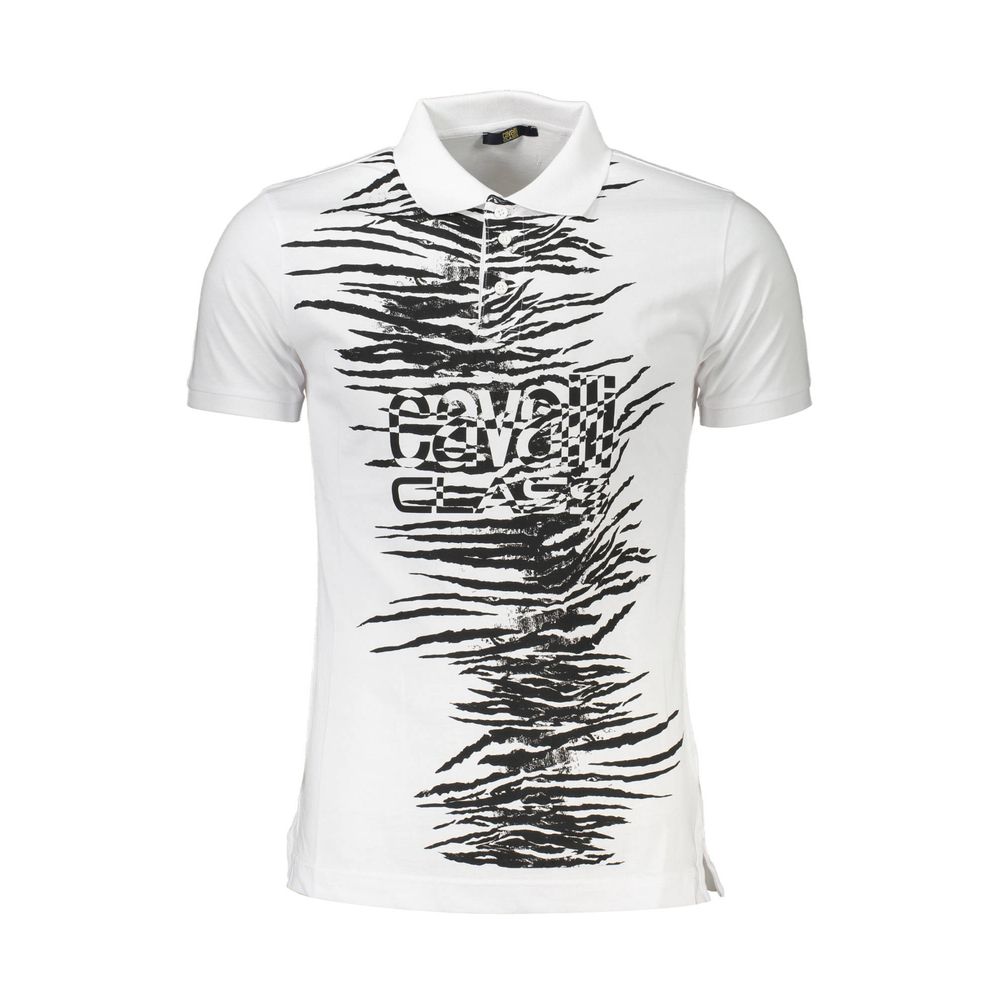 Polo homme en coton blanc Cavalli Class