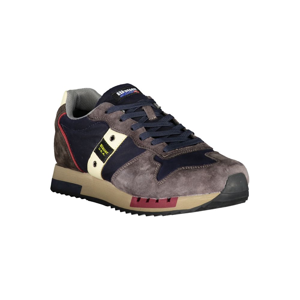 Blauer Sleek Blue Designer Sneakers met contrasterende accenten