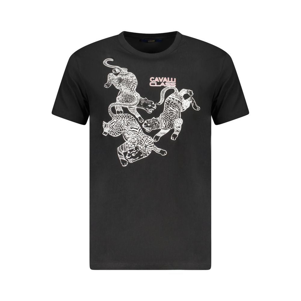 T-shirt homme en coton noir Cavalli Class