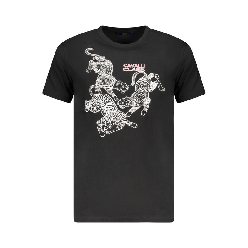 T-shirt homme en coton noir Cavalli Class