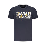 T-shirt homme en coton bleu Cavalli Class