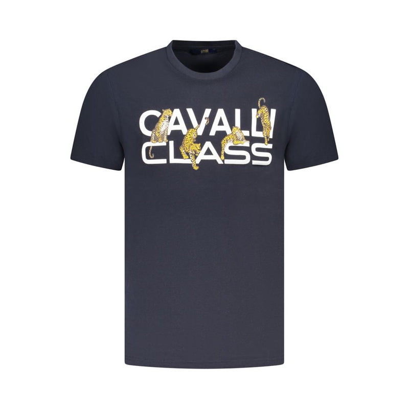 T-shirt homme en coton bleu Cavalli Class