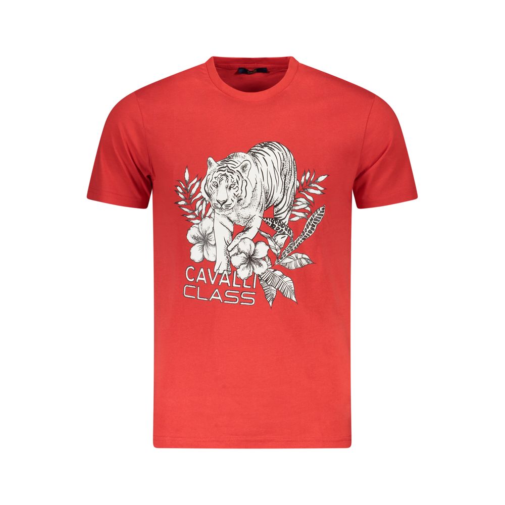 T-shirt homme en coton rouge Cavalli Class
