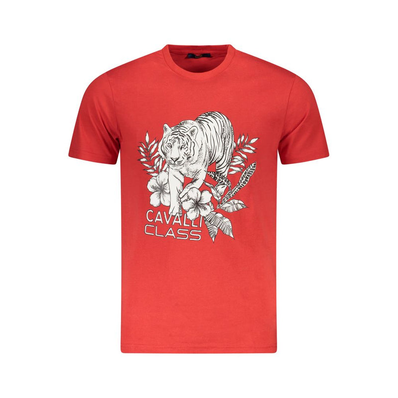 T-shirt homme en coton rouge Cavalli Class