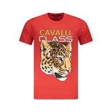T-shirt homme en coton rouge Cavalli Class