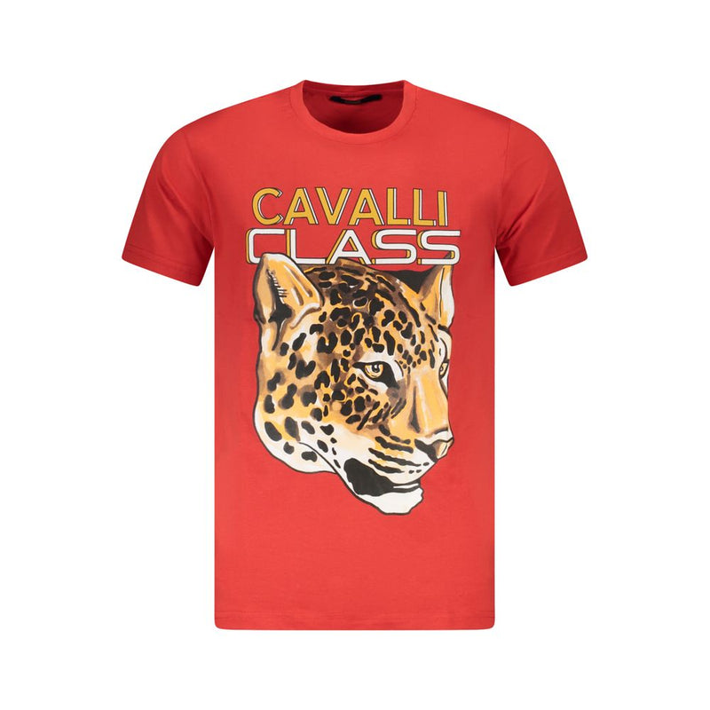 T-shirt homme en coton rouge Cavalli Class