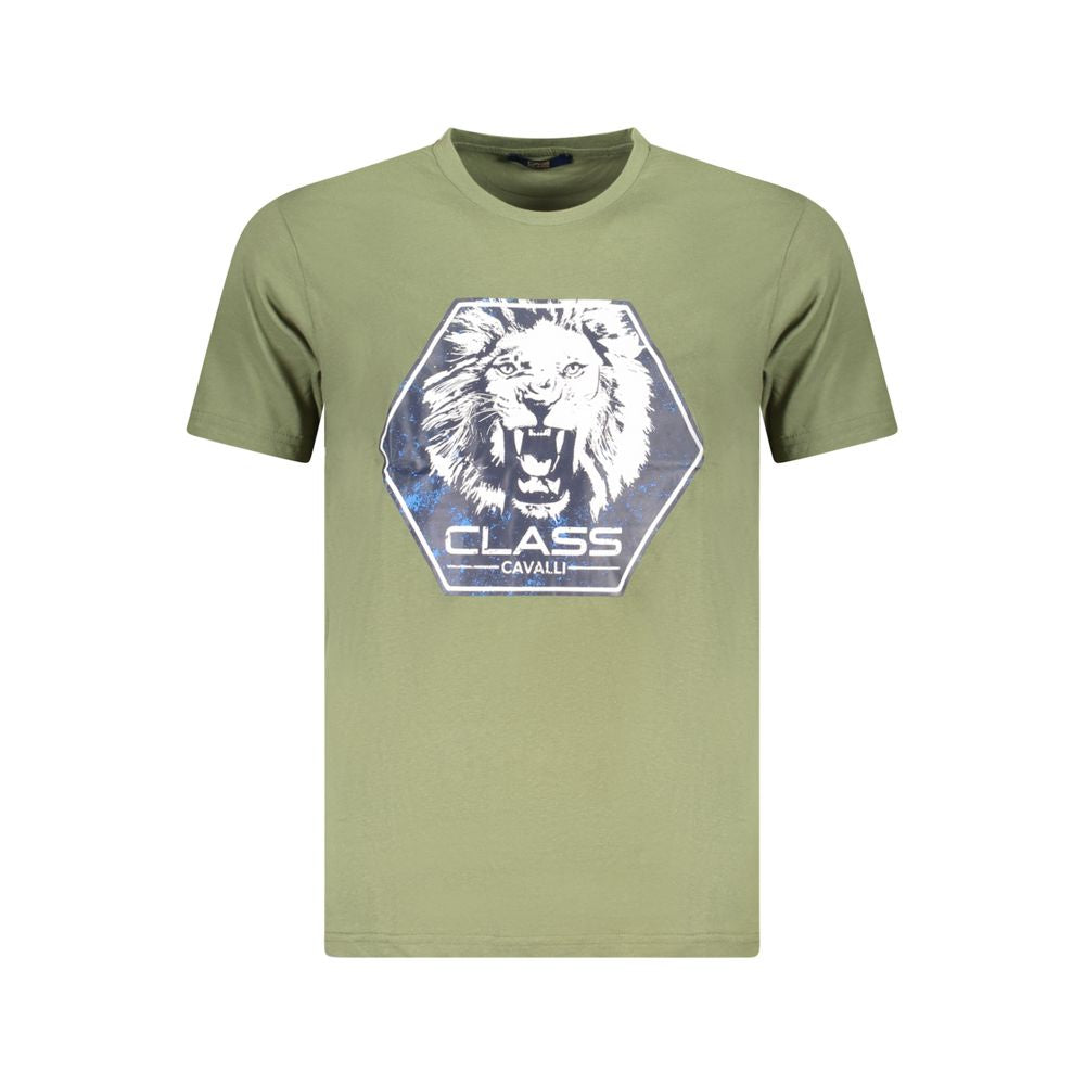 T-shirt homme en coton vert Cavalli Class