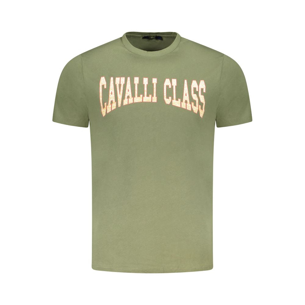 T-shirt homme en coton vert Cavalli Class
