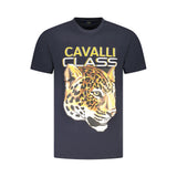 T-shirt homme en coton bleu Cavalli Class