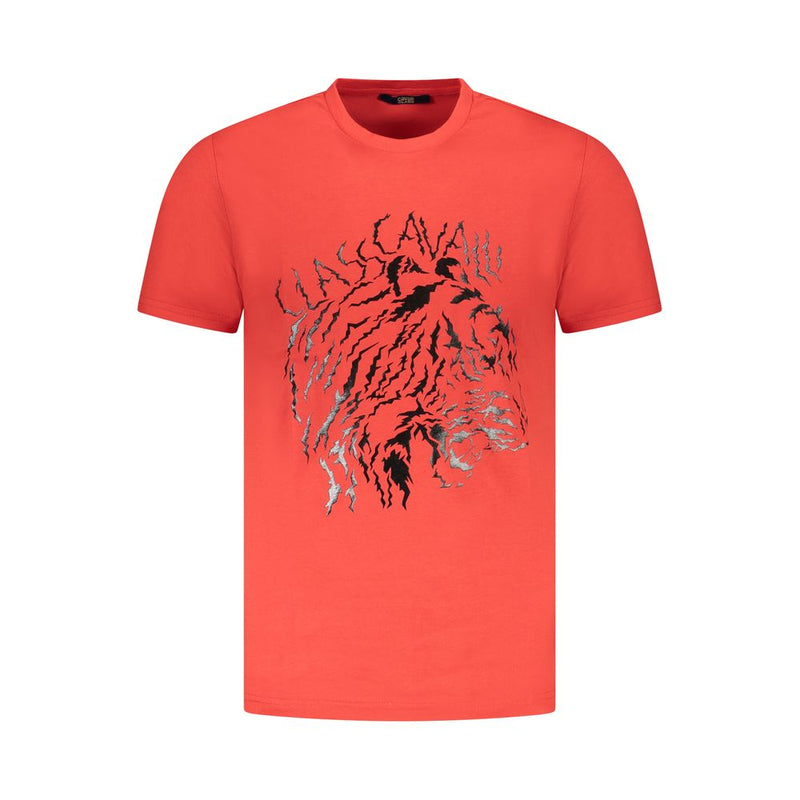 T-shirt homme en coton rouge Cavalli Class