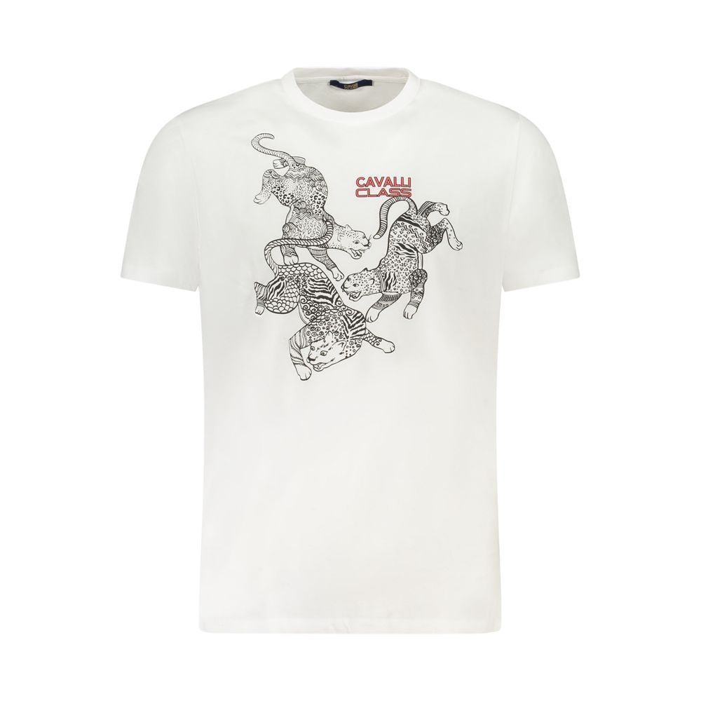 T-shirt homme en coton blanc Cavalli Class