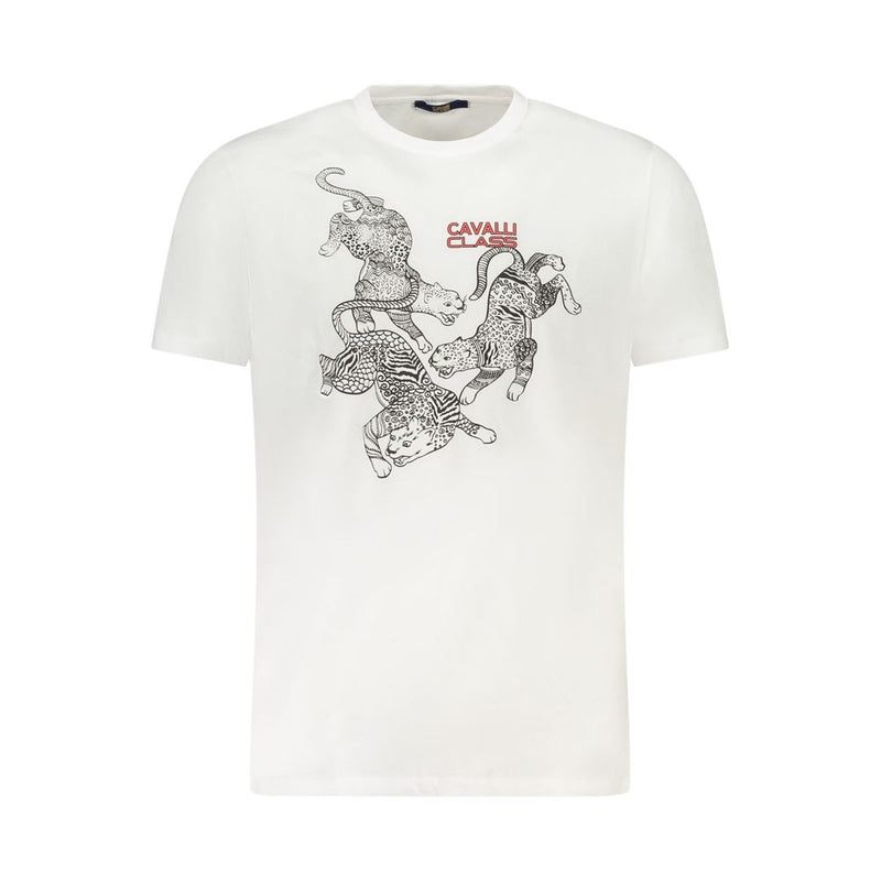 T-shirt homme en coton blanc Cavalli Class