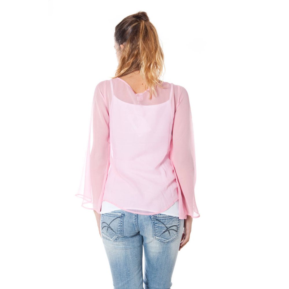 Phard Pink Silk Women Top - Elegant Long Sleeve T-Shirt