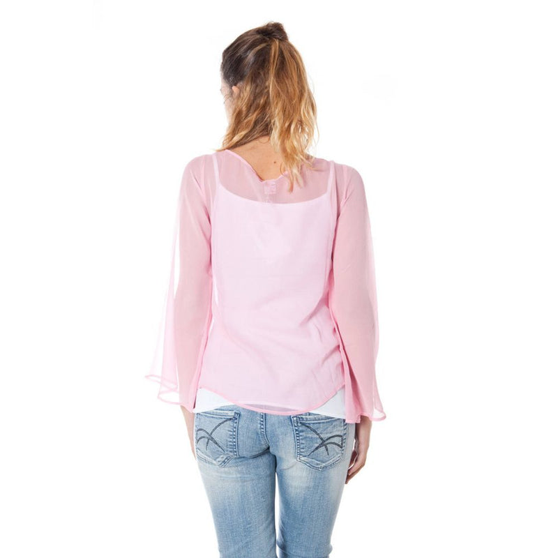 Phard Pink Silk Women Top - Élégant T-Shirt à Manches Longues